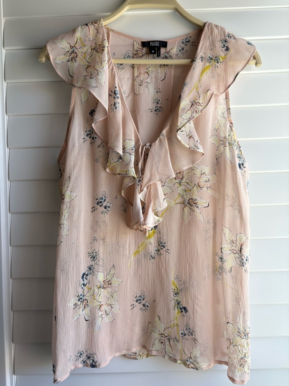PAIGE Blush Pink Floral Ruffle V-Neck Camisole
